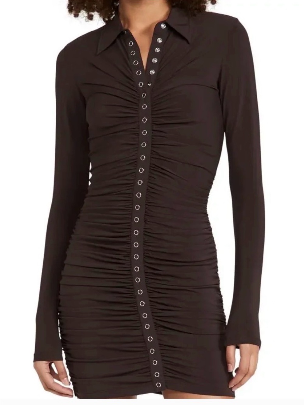 A.L.C. Long-Sleeve Ruched Stretch Mini Dress size S